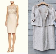 NWT Kay Unger Champagne Dress Jacket Two Piece Set Sz 12