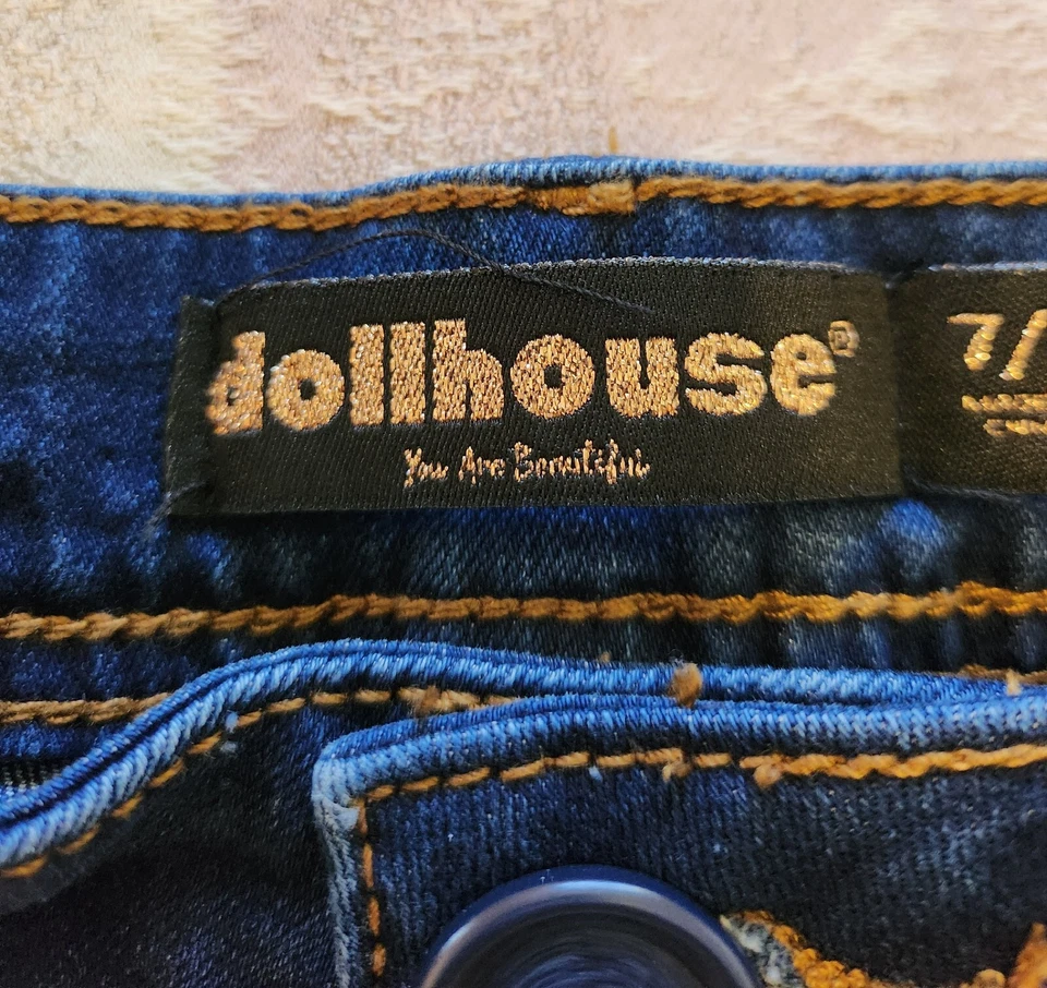 Dollhouse Jeans Kids Girls size 7/8 Dark Flare Wide Leg - Image 3 of 4