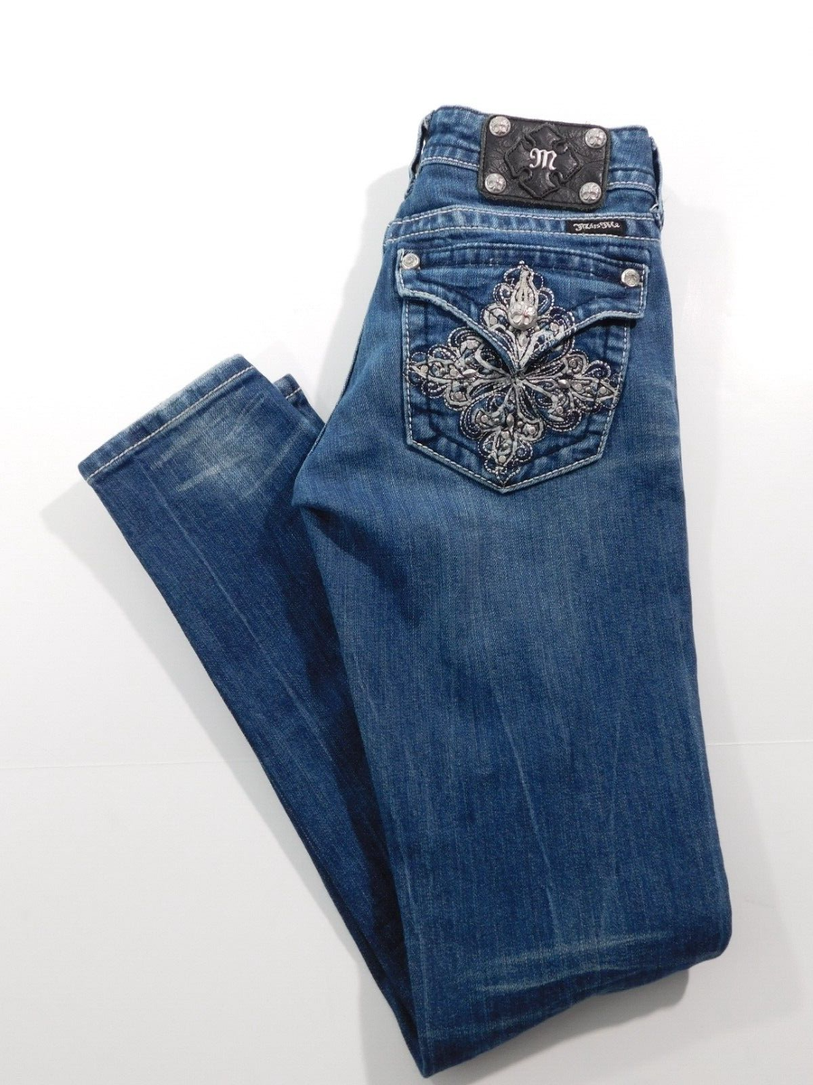 Miss Me Jeans Womens 27 JP5335S5 Skinny Rhinestone Stretch Denim