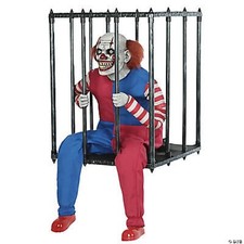 Halloween Animated Caged Clown Walk Around Costume Prop Haunted House