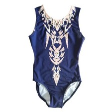 Rhythmic Gymnastics Leotards Navy Blue Diamond Dance Wear Competition Unitards