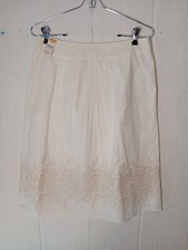 Talbots Skirt Womens 4 Cream Floral Embroidered Cotton A Line Knee Length NWT