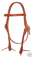 Harness leather brow band bridle headstall ties western custom cowboy USA H100