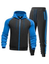 Men's Tracksuit 2 Pieces Set Zip Up Hoodie Sweatsuits XX-Large Black-blue