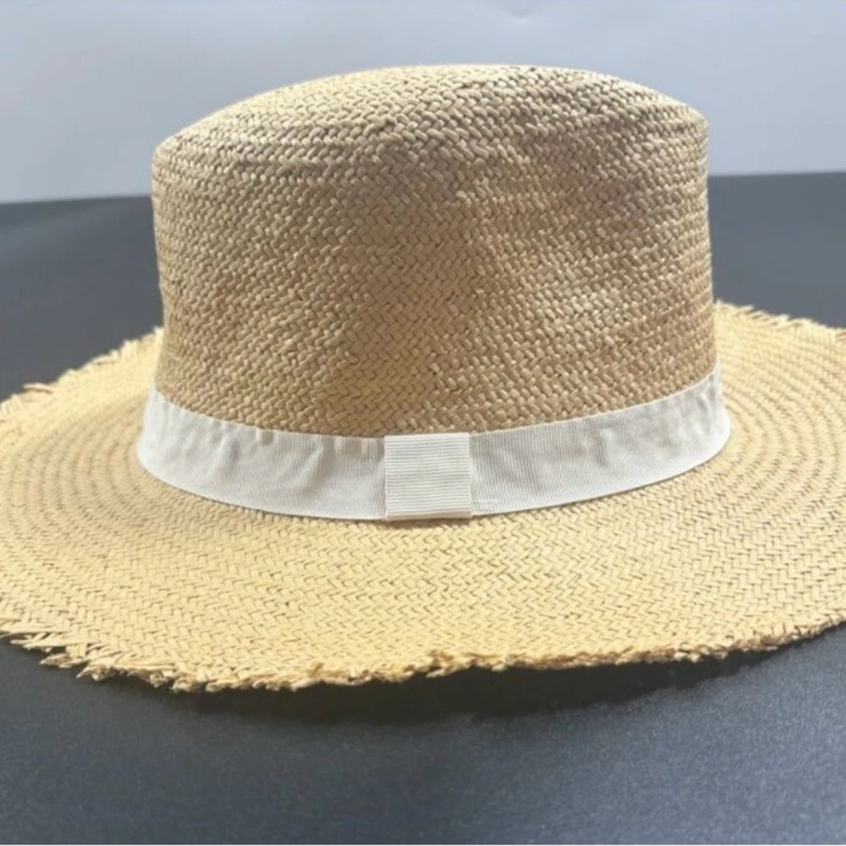 Women\'s hatattack Beige Straw Hat One Size with Blue & Yellow Trim Women main image 3