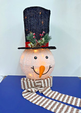 24" WHIMSICAL LIGHTED SNOWMAN TREE TOPPER Christmas Battery Op NEW 9031624000