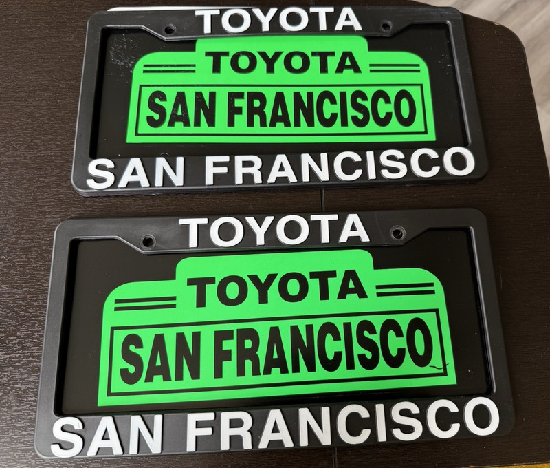 Toyota 2026 San Francisco License Plate Frames Pair Set of 2 Black/Green
