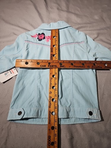 Nwt Vtg Roxy Jacket Youth Girls Large Blue Y2k Corduroy Trucker Embroider Floral - Picture 15 of 17