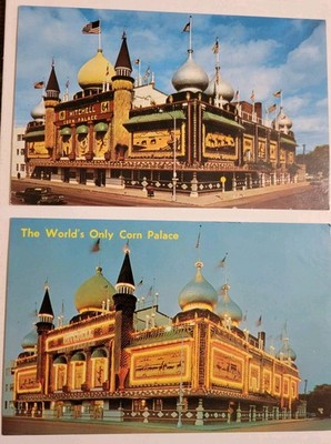 2 Vintage Corn Palace Mitchell South Dakota Postcard Postcards Unused M8