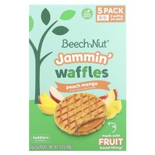 Jammin' Waffles, 12 Months, Peach Mango, 5 Packs, 0.56 oz 16 g Each