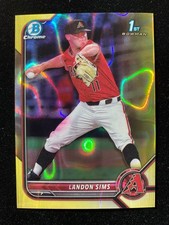 2022 Bowman Chrome Draft LANDON SIMS 1st Rookie YELLOW REFRACTOR #/75 RC SP