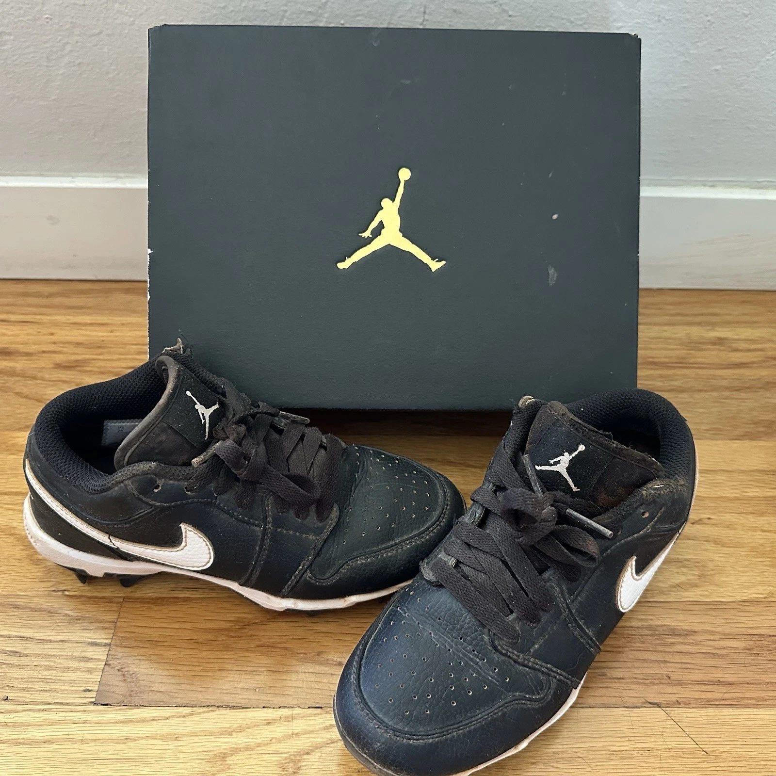 Nike Air Jordan 1 Low GS tacchetti giovanili neri calcio baseball HF6885 001 2Y