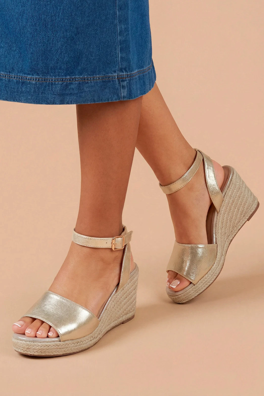 Dorothy Perkins Gold Wedges Womens Daywear Sandals