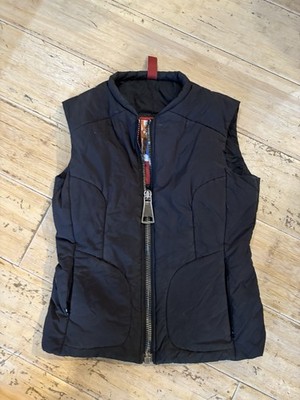 Authier Black Puffy Vest Womens 46 Primaloft Made in Italy Seams Pulled On Insid
