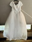 Princess Style Wedding Gown Size 14 Bodice with Lacing Sequins Ivory