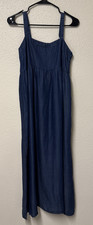 Natural Life Dress Patti Side Slit Maxi Dress Chambray Flowy Resort Beach SMALL