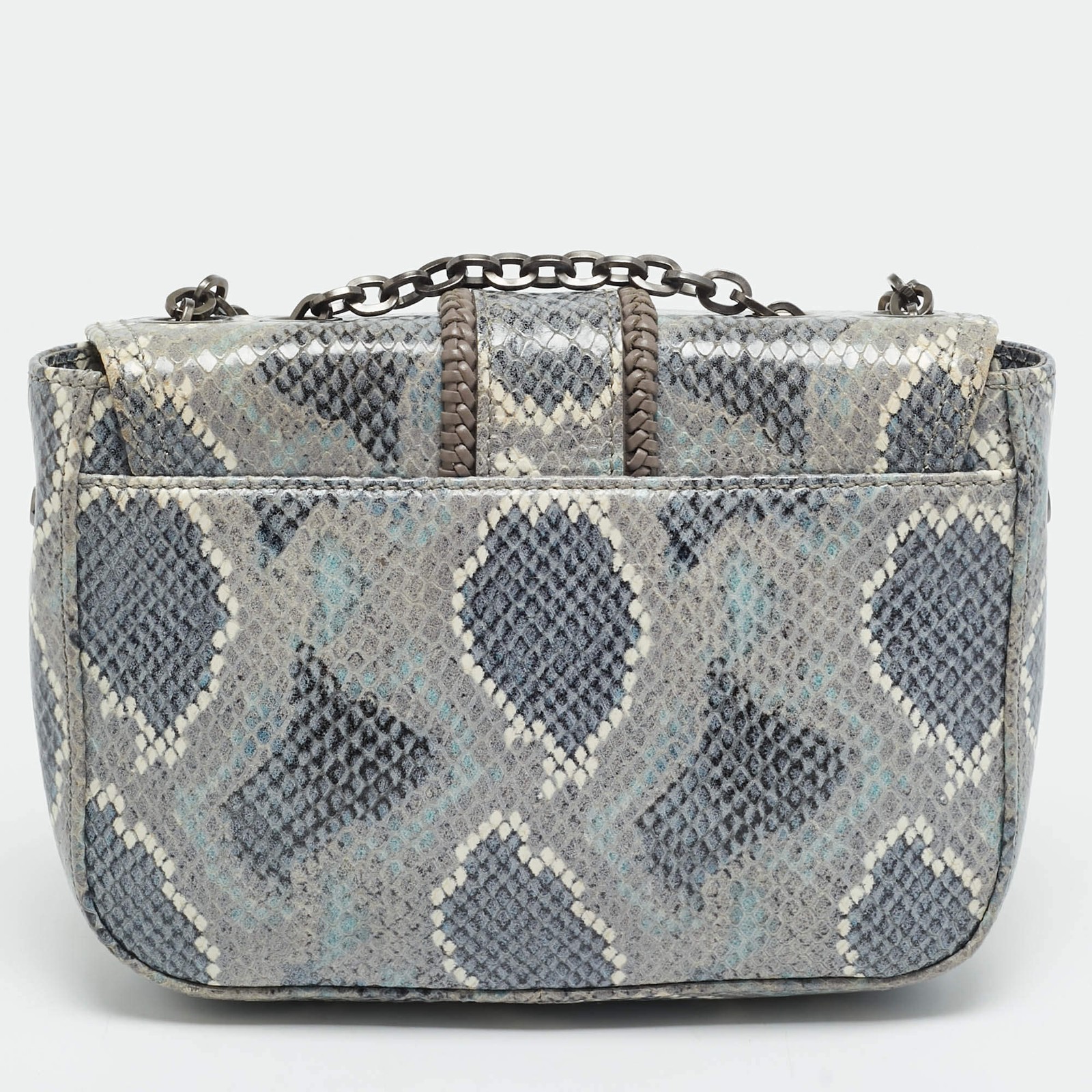 Longchamp Amazone Blue Python Embossed Leather Cr… - image 4