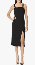   B2G1   Finders Keepers Palermo Black Square-Neck Midi Dress Netting Back
