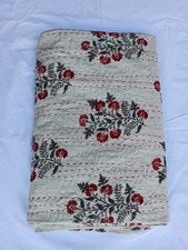 Handmade Floral Kantha Cotton Quilt Traditional Vintage Block Print Material