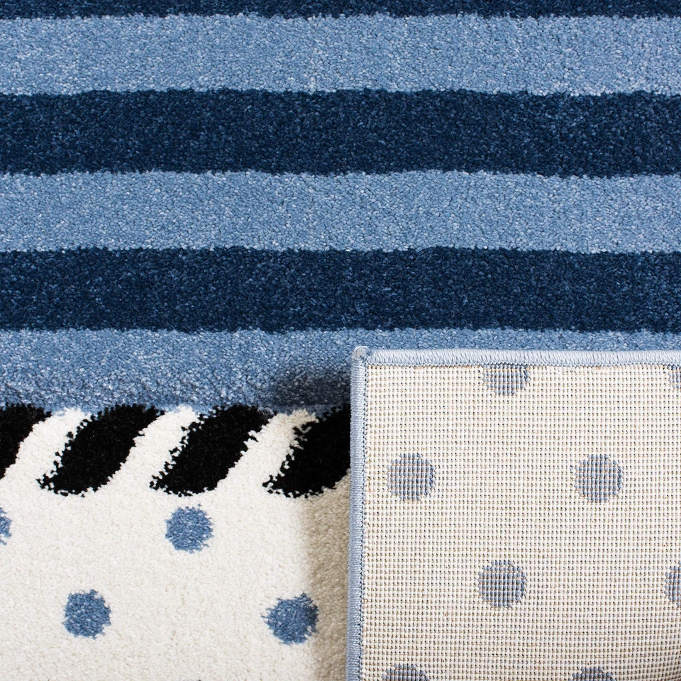 Tapete de área coleção infantil carrossel - 6'7" x 9', azul marinho e marfim, sem derramamento e E... - Imagem 3 de 4