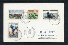 FSAT French Antarctic  #3 Penguins #6 + #17 Seals #11 Flowers - 1961 Cover TAAF