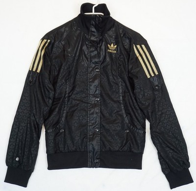 adidas Trainingsjacke Wetlook schwarz golden gestreift Trefoil Logo Damen 38