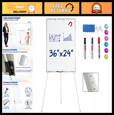 36x24 Magnetic Dry Erase Board with Tripod Stand, Height Adjustable Easel, Porta