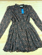 New Cupshe Dress Small Floral Long Sleeve Sheer Sleeve Mini Dress