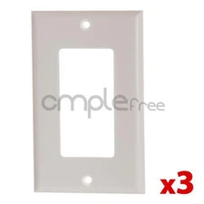 Decorator Wall Plate Outlet Switch Cover Single 1 Gang Faceplate White 3 Pack
