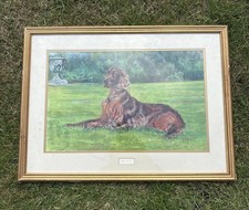 Original Pastel Gouache Monty Irish Red Setter Dog 2001 Painting Gundog Picture