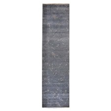 3'x11'9" Charcoal Gray Modern Design Hand Knotted Art Silk Runner Rug 78751