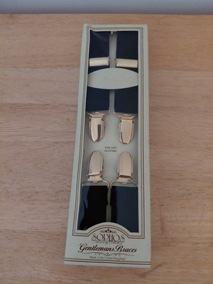 ALBERT THURSTON SOPHOS LONDON BRACES BLACK CLIP ON ENGLAND GOLD METAL ENGLISH
