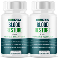  2 Pack Herbal Flow Blood Restore Capsules HerbalFlow Heart Support 120ct 