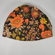 Vintage Unique Handmade 60s 70s Tea Pot Cozy Brown Orange Flowers