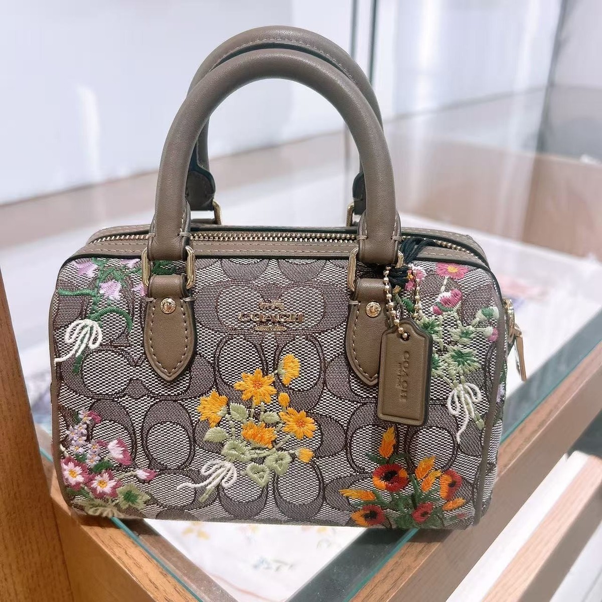 NWT Coach Mini Rowan Crossbody Bag In Signature Jacquard Floral