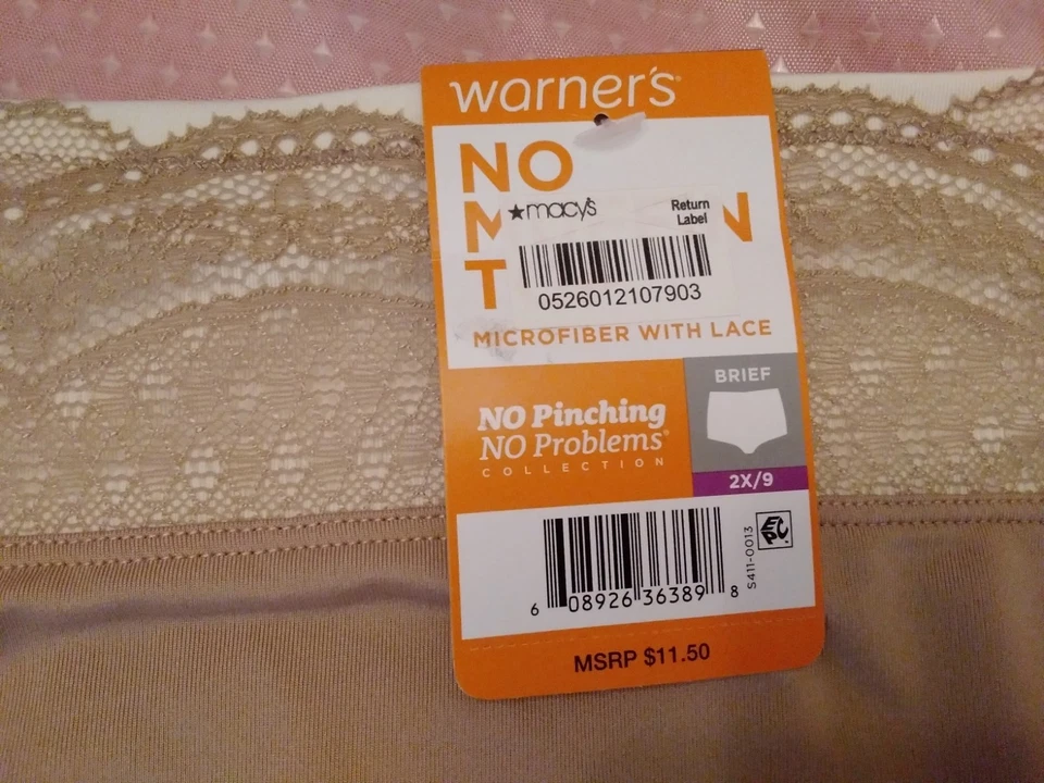 Bragas Nuevas con Etiquetas Warner’s No Muffin Top Calzoncillo Talla 2X 9 Beige Tostado Foto 2 de 3