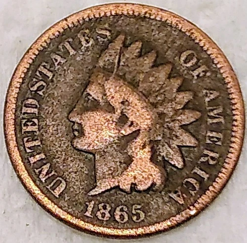 1865 Indian Head Cent Penny 1C - Grade VG - #14395
