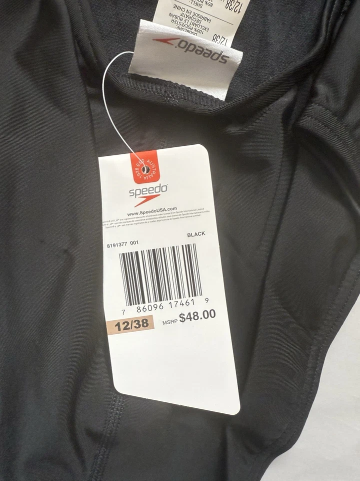 2 por $20. Traje de baño Speedo de una pieza para mujer talla 12/38 negro carbón nuevo Foto 3 de 3