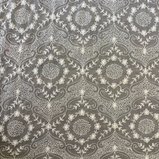 6 Yards Ivory Embroidered Net Lace Fabric 52 Wide Floral Medallion Scalloped Edg