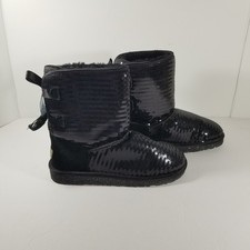 UGG Australia Pure Sequin Suede Boots Women's Size 6 Wool Lined Black