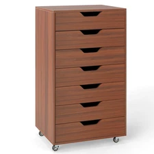7-Drawer Chest Mobile File Cabinet Vertical Filing Organizer w/ Lockable Wheels