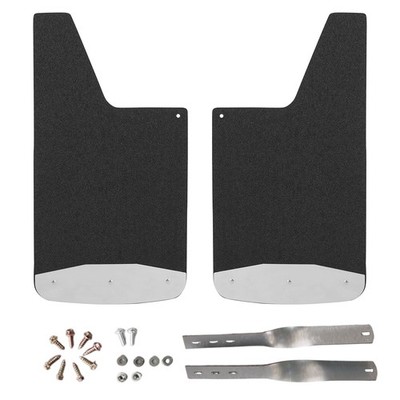 Universal Rubber Mud Flaps 12x23 w/Stainless Steel Plates Front or Rear 2PCS