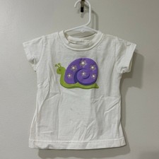 Oshkosh Vintage Baby Girls Size 12 Months White Short Sleeve T Shirt Snail Y2K