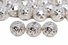 10 Pcs 18k White Gold Tone Spacer Beads Round 8MM