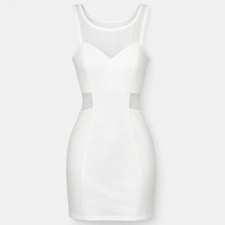 Vintage Arden B. White mesh Sheer Bodycon Fitted Dress Small New Party Wedding