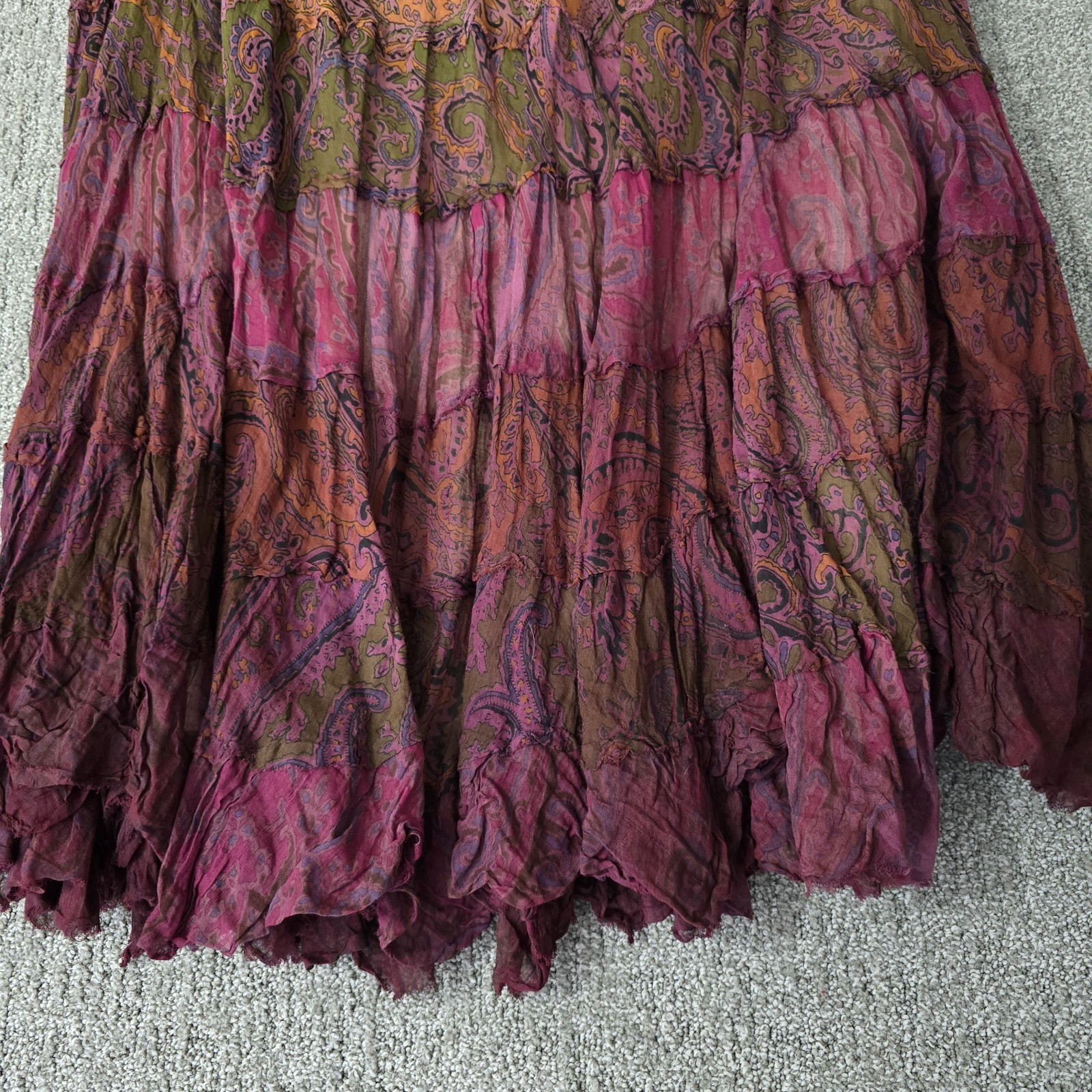 Solitaire Patchwork Paisley Boho Tiered Maxi Skir… - image 2