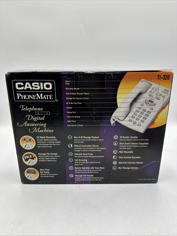 Casio PhoneMate TI-320 teléfono con cable contestador automático digital ¡Raro!  Nuevo Foto 3 de 4