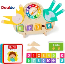 Educational 2 in 1 Math Manipulatives Number Counting Blocks & Teaching Clock fo