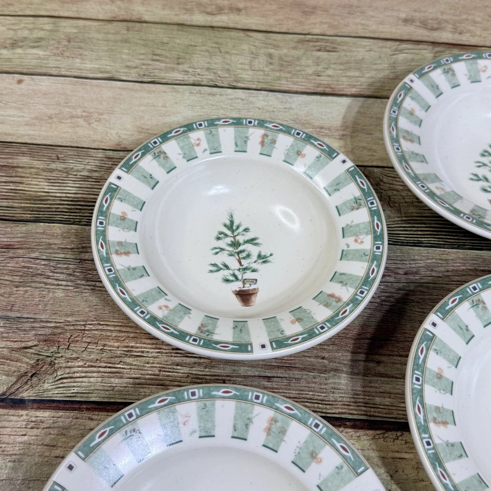 Pfaltzgraff Naturewood Christmas Tree Holiday 6" Side Bowls Set of 4 USA MINT - Image 3 of 4