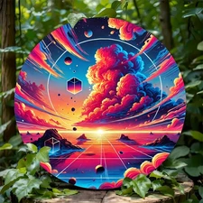 1pc 2D Circular Aluminum Sign Made with Digital Art Style Room, Wall, and Restau